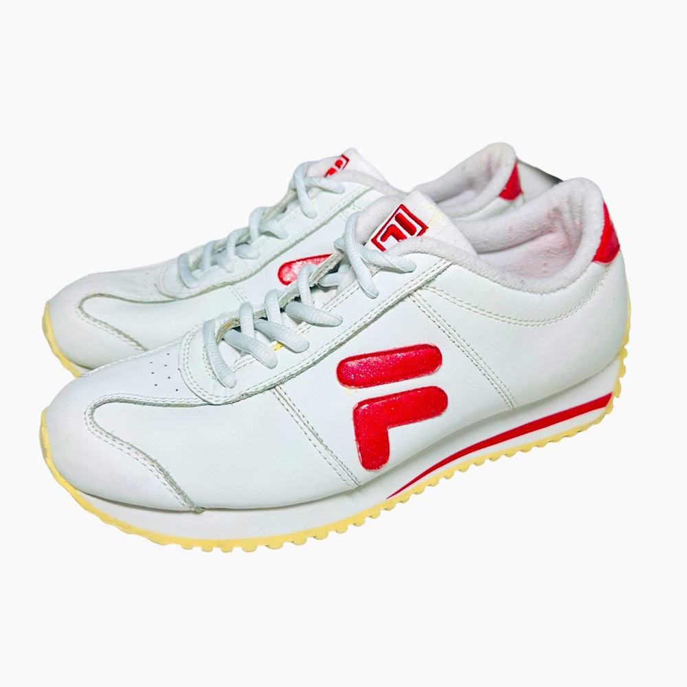 Retro FILA Brand Shoes Sneakers Athletic White Red Women's Size 8 M 51J328LX-123
